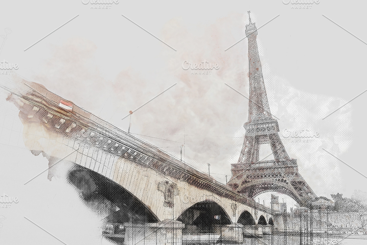Eiffel Tower. Paris, France, an Illustration by J&T photo and design