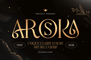 Aroska - Unique Luxury Art Deco Font, a Serif Font by Sensatype (Thumbnail 1 of 12)