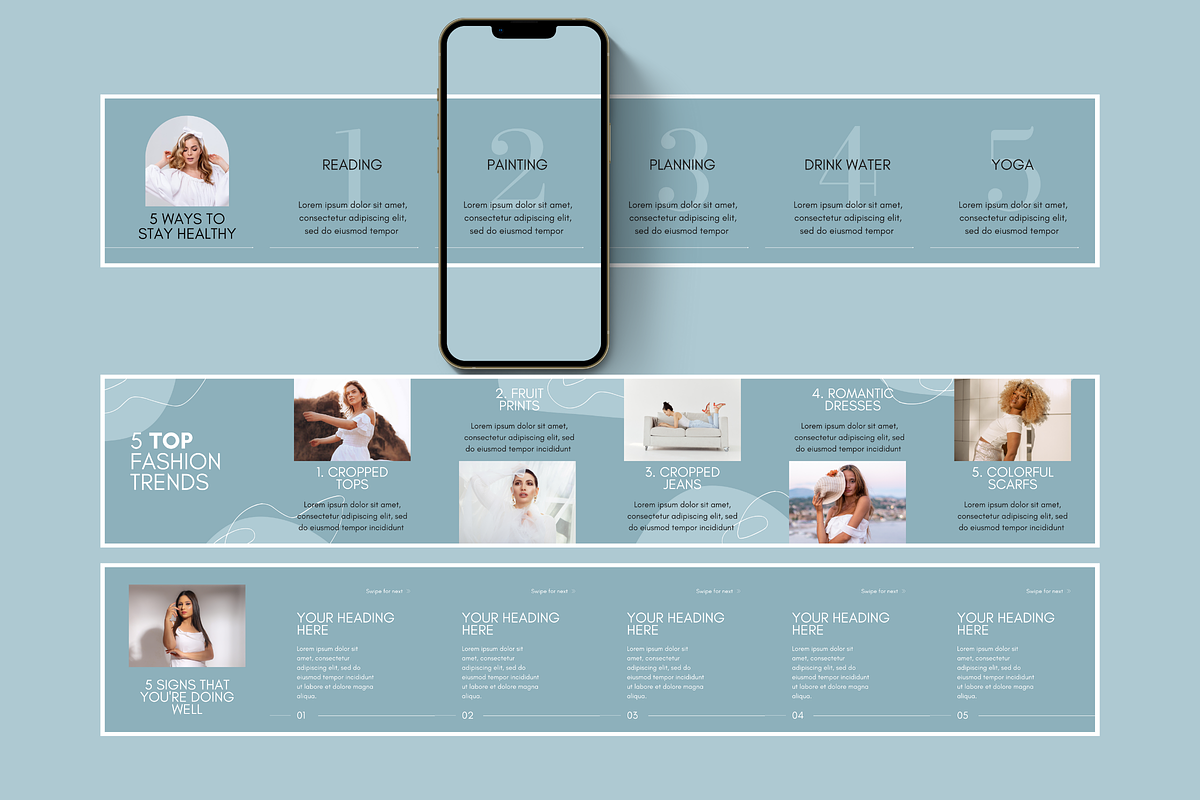Blue Instagram Carousel Templates, a Social Media Template by SunshineStudioBoutique (Photo 4 of 9)