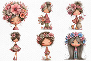 Flowers and Girls Clipart, an Illustration by Craft Nest (Thumbnail 4 of 6)