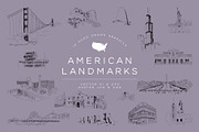 Hand Drawn American Landmarks Bundle, an Illustration by East Grove (Thumbnail 1 of 4)