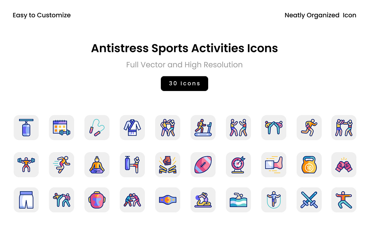Antistress Sports Activities Icons, a Solid Icon by Wencory (Photo 2 of 2)