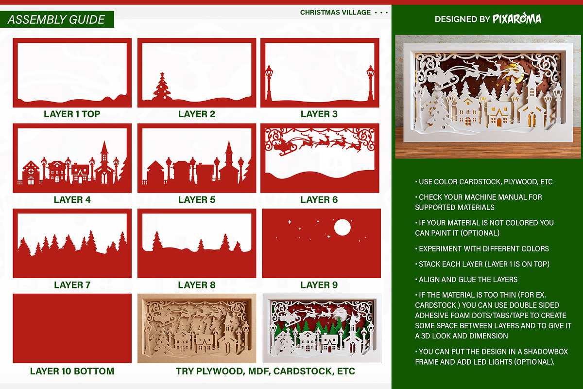 Christmas Village 3D Layered SVG Cut, an Illustration by pixaroma (Photo 15 of 16)