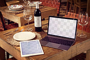 Wine Bottle, iPad Air 2, Macbook, a Books & Magazine Mockup by 4to Pixel (Thumbnail 2 of 2)