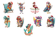 Tropical Christmas Clipart - 17 PNG, a Seasonal Illustration by InkyQueenArt (Thumbnail 4 of 8)