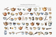 Watercolor Japanese Ceramics, a Decorative Illustration by ThaismotaCreativeCo (Thumbnail 5 of 7)