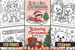 Relaxing Christmas Coloring Book, a Seasonal Illustration by protabsorkar11
