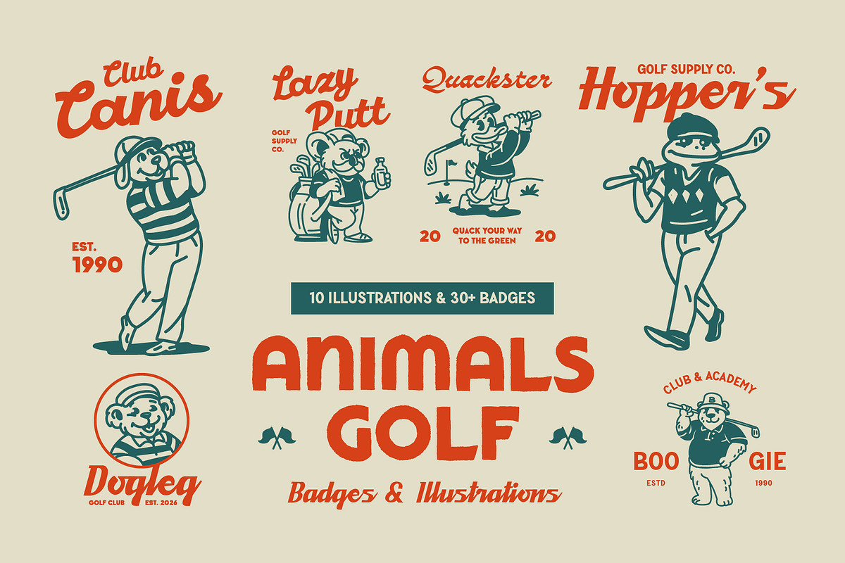 Animals Golf Mascot Bundle, a Sport Illustration by Skilline Supply Co. (Photo 1 of 22)