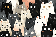Adorable Cats Cartoon Pattern, a Pattern Graphic by Printable Treasure (Thumbnail 2 of 7)