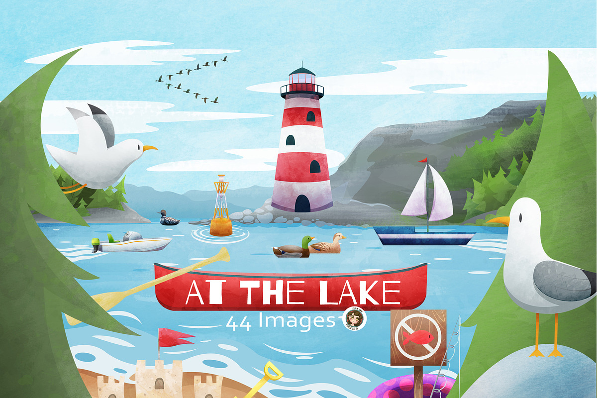 At the Lake coastal Clipart PNG Set, an Animal Illustration by Art by Angele G (Photo 1 of 6)