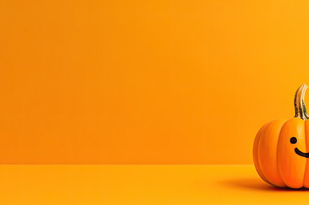 Seasonal background Wallpaper with copy-space. Pumpkin on Orange, a Holiday Photo by José Manuel Gelpi