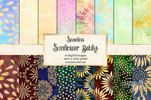 Sunflower Batik Digital Paper