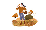 People pick mushrooms in fall forest, a Person Illustration by Good Studio (Thumbnail 3 of 7)