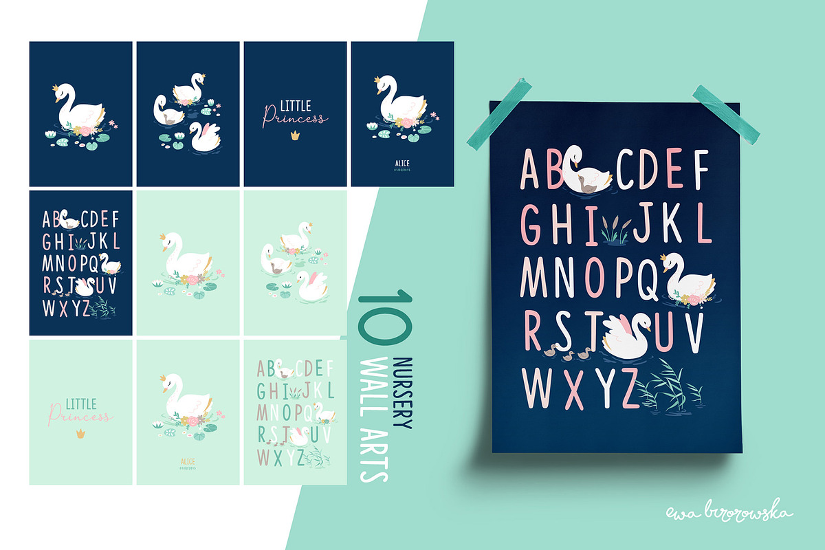 Swan Princess - Pattern & Prints, a Pattern Graphic by Brzozowska (Photo 4 of 9)