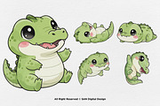 15 Bundle Watercolor Baby Crocodile, an Animal Illustration by Morspective (Thumbnail 7 of 8)