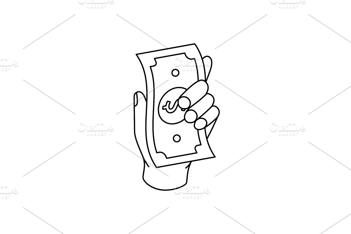 A hand holding a dollar banknote, an Object Illustration by GraphiShop