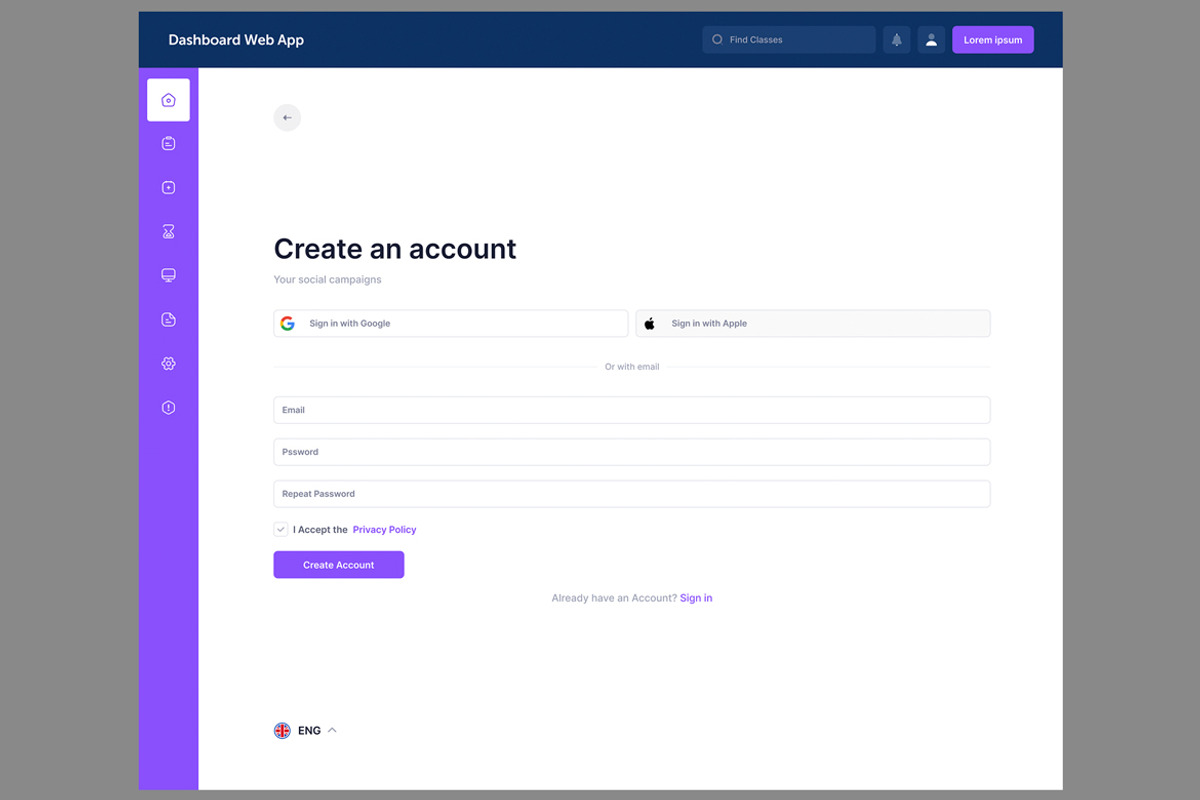 Sign up, sign in & Password Web app, an App Template by nagaredesignstudio (Photo 2 of 5)