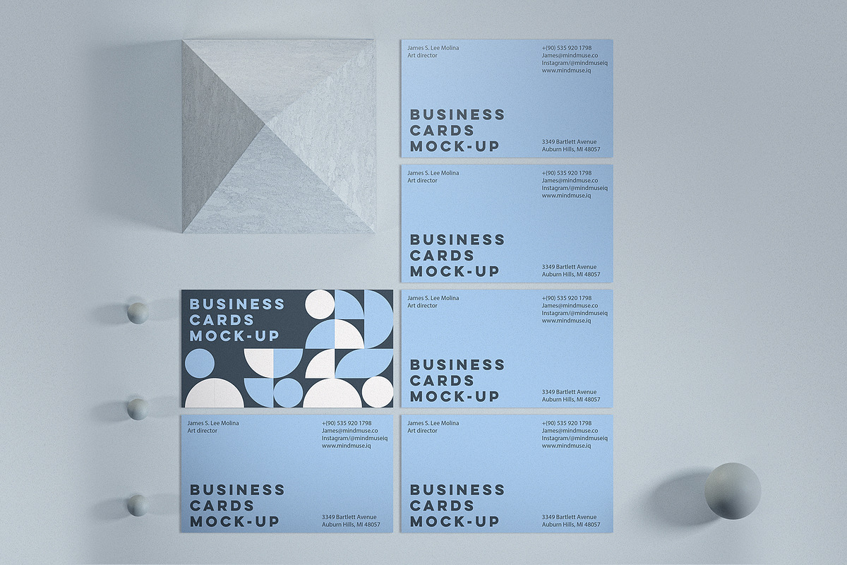 3D Geometric Business Card Mock-ups, a Business Card Template by MindMuse (Photo 4 of 11)