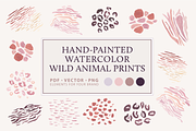 Watercolor Wild Animal Prints, a Pattern Graphic by Finicky Fox Design (Thumbnail 1 of 4)