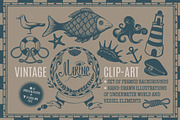 Vintage Marine Hand-drawn Clip-art, an Illustration by Adiemus (Thumbnail 1 of 8)