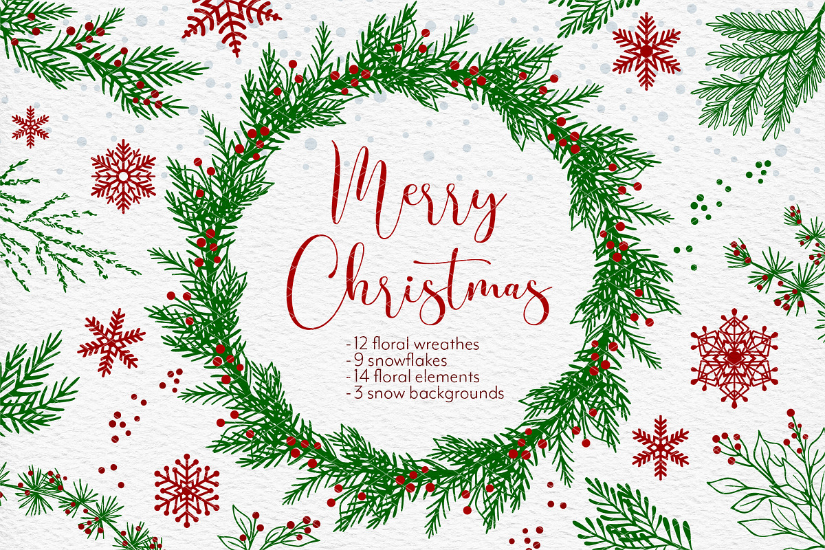 Christmas svg set New Year wreathes, a Seasonal Illustration by DigitalArsiart (Photo 1 of 6)