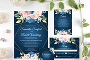 Navy and Blush Pink Roses Wedding, an Invitation Template by DreamsClipArt (Thumbnail 2 of 3)