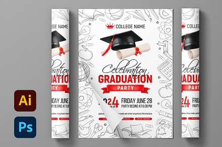 Graduation Party Poster Template, a Poster Template by Vector beauty