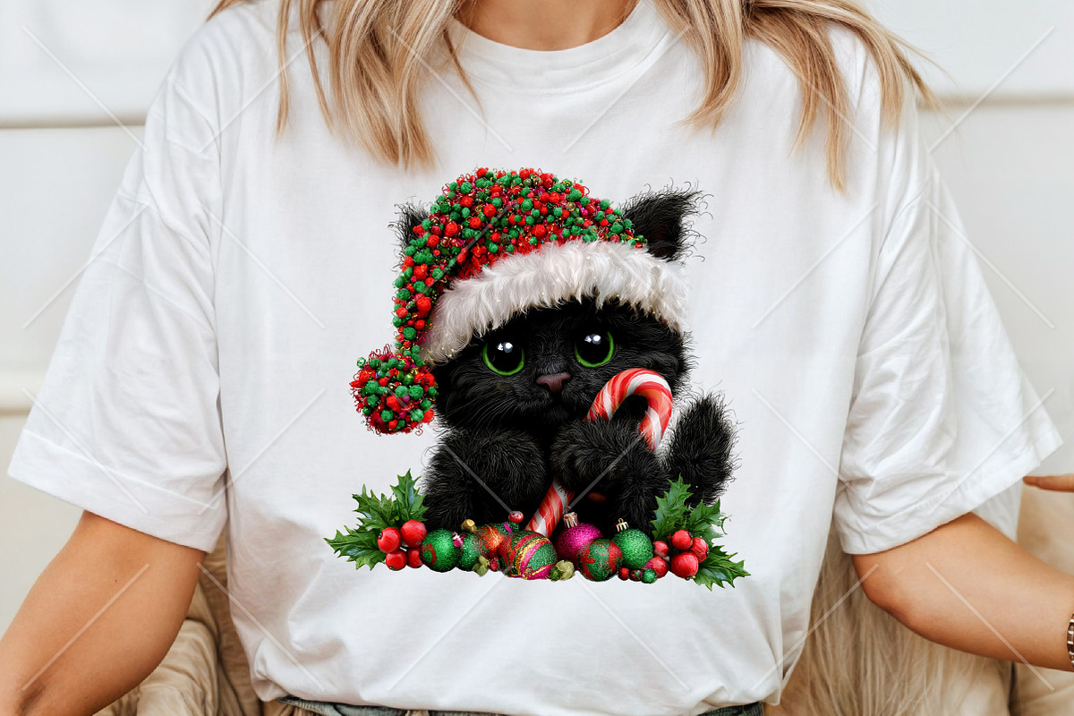 Whimsical Christmas Black Cat PNG, a Seasonal Illustration by Canvas Craft (Photo 6 of 10)