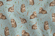 Rabbits & Carrots Repeat Pattern, a Pattern Graphic by Forest Lily (Thumbnail 10 of 11)