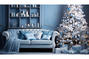 living christmas background blue ai, a Background Photo by pikepicture