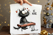 Quirky Valentine Black Cat Clipart, an Illustration by OK Design (Thumbnail 6 of 6)