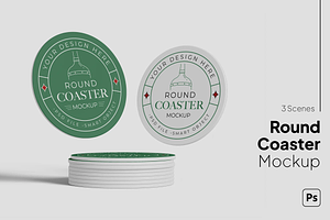 Round Coaster Mockup, a Household Mockup by graphicsauce