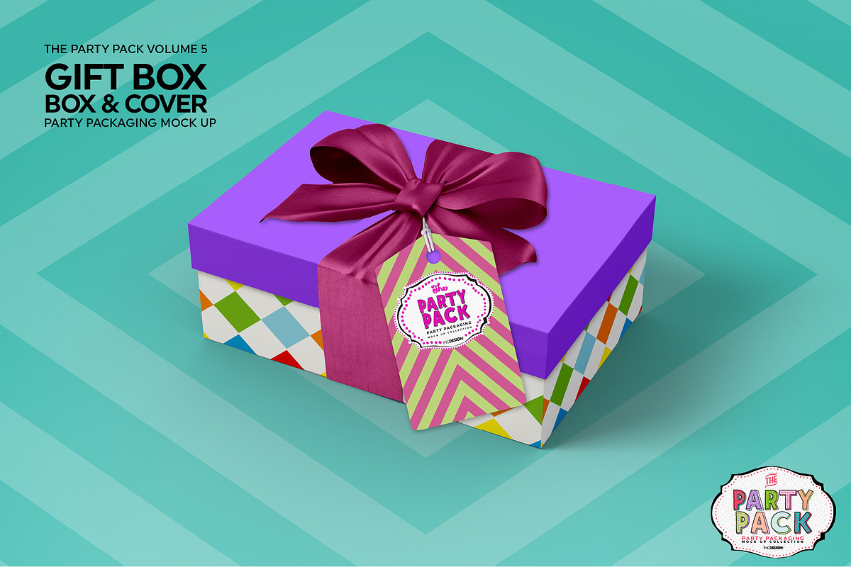 Gift Box with Cover Packaging Mockup, a Packaging Mockup by INCDesign (Photo 3 of 7)
