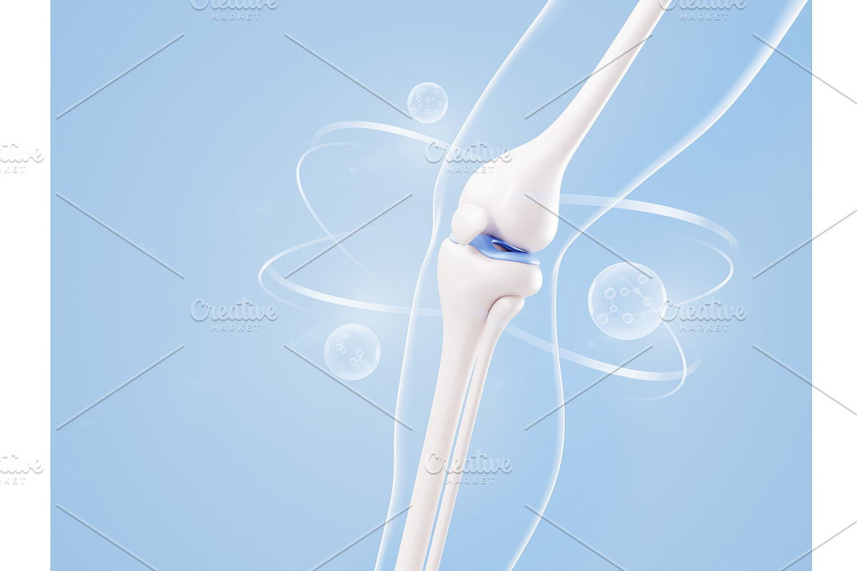 3D knee joint anatomy with clear gel, a Healthcare Illustration by Marozhkastudio