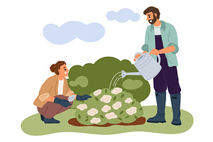 People work in garden. Woman, an Object Illustration by Vectorbuum