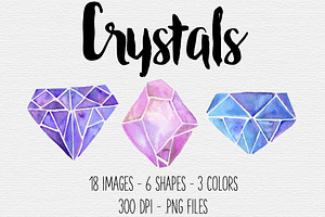 Watercolor Crystal Clipart