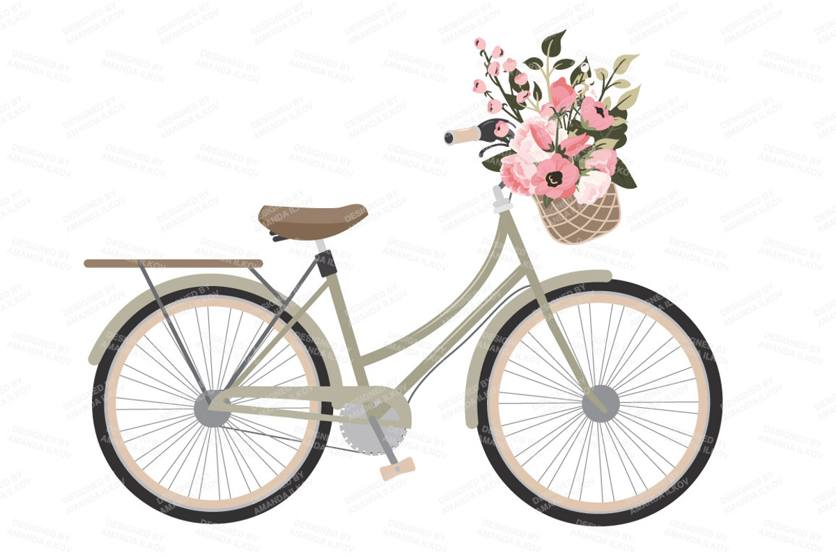 Soft Pink Vector Bicycle & Flowers, an Illustration by Amanda Ilkov (Photo 3 of 5)