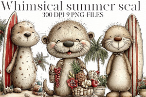 Whimsical summer seal Clipart, an Illustration by Designworld