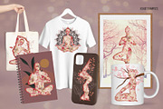 50 yoga poses with flower pattern, a Healthcare Illustration by Ellis Art (Thumbnail 3 of 7)