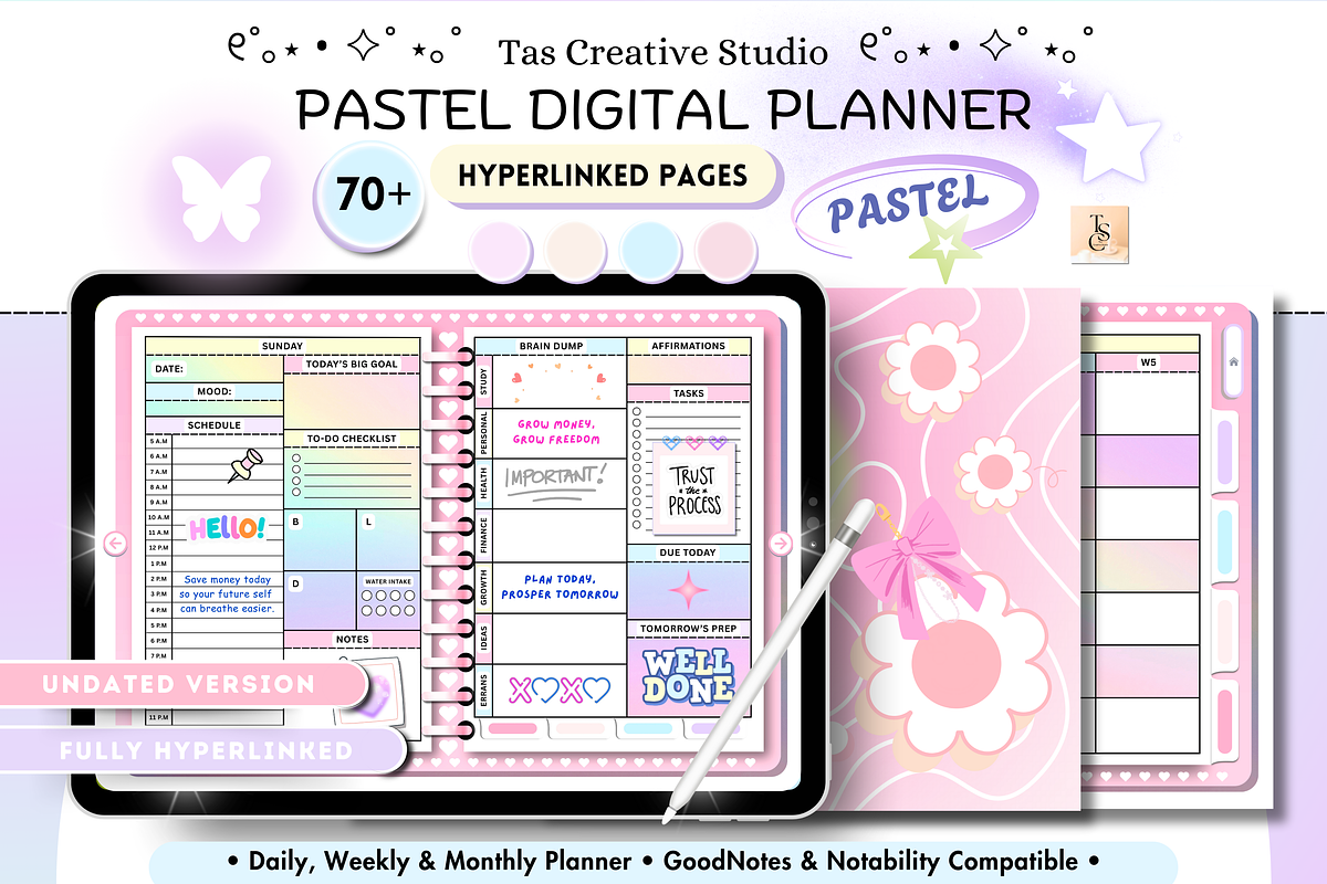Cute Pastel Pink Digital Planner