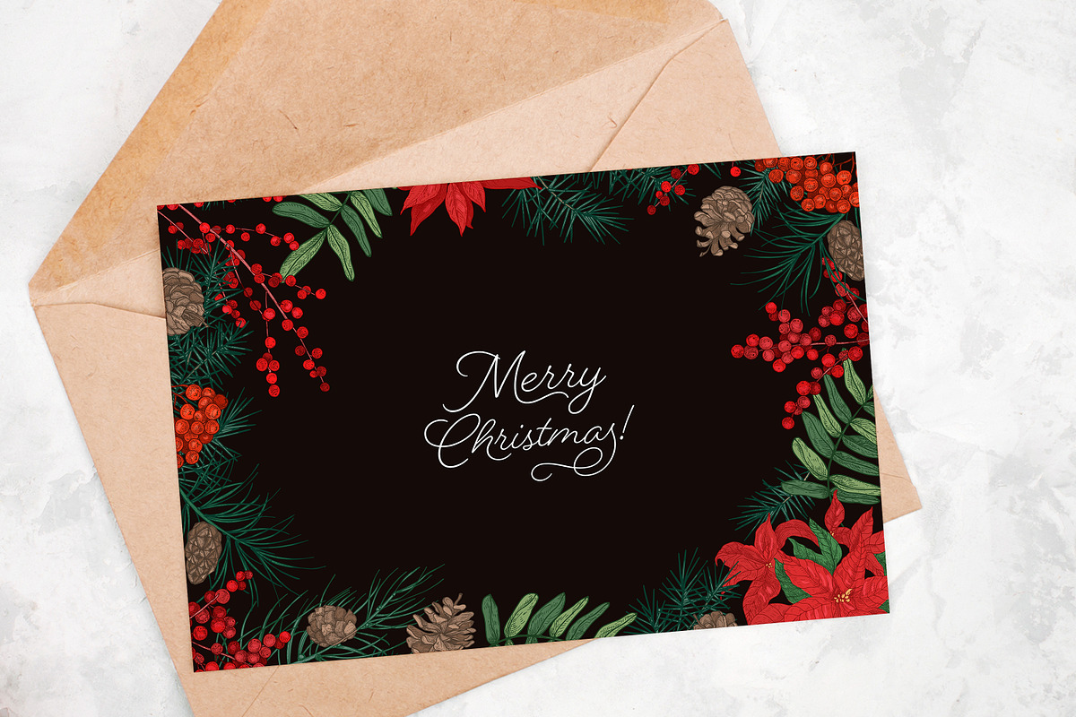 Floral christmas framed cards, a Decorative Illustration by Good Studio (Photo 15 of 19)