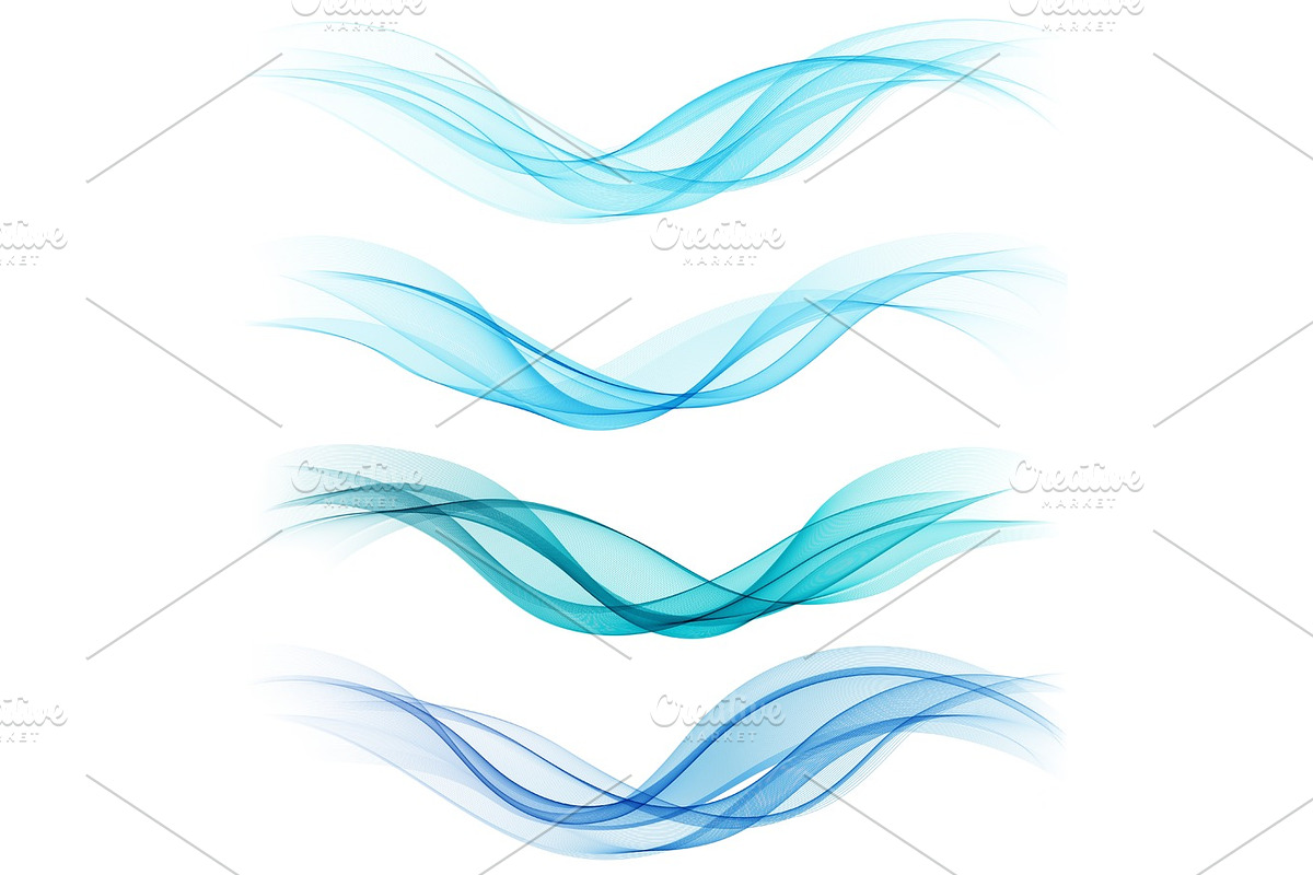 Set of abstract blue waves. Vector illustration, a Technology Illustration by Marinstri