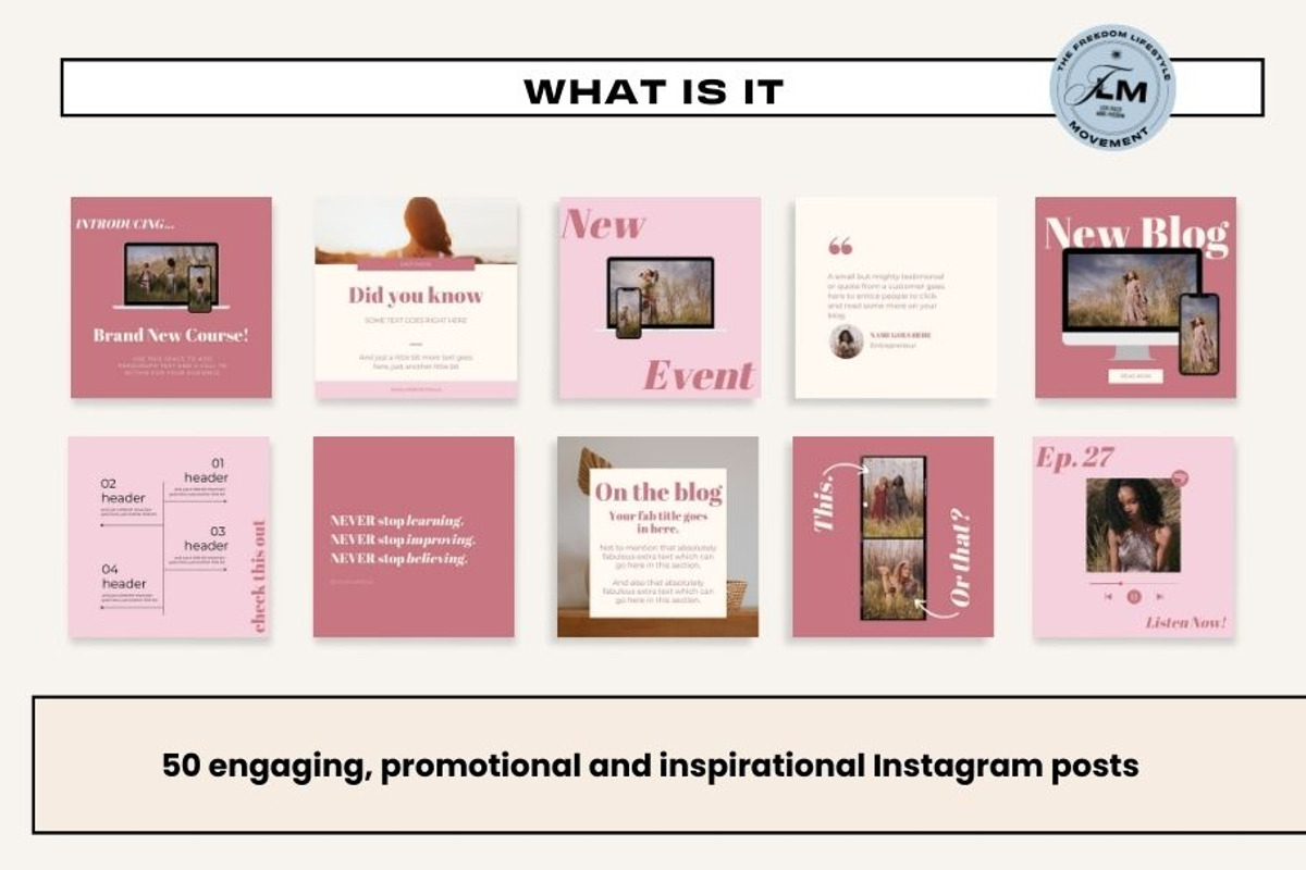Engagement Post - Pink Boho, a Social Media Template by Freedom Business Shop (Photo 3 of 11)