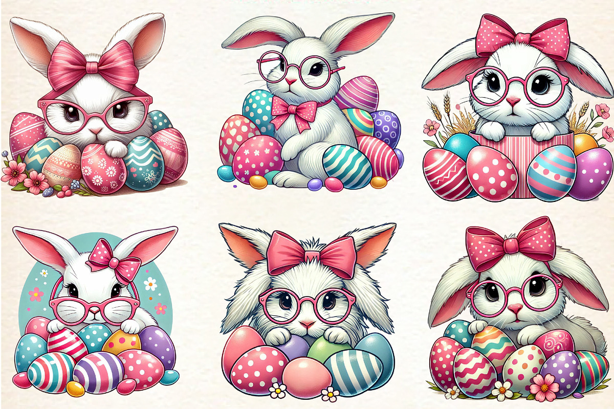 easter bunny peeking Clipart, an Illustration by DreamArtGraphic (Photo 4 of 5)