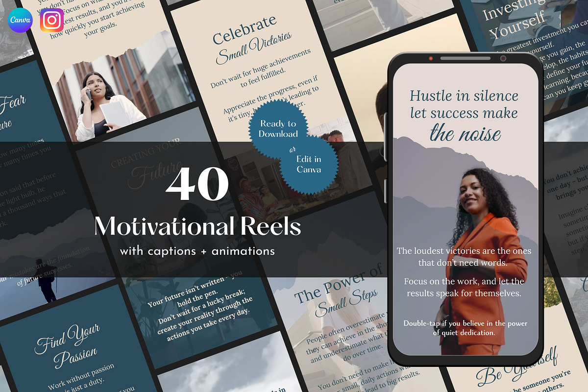 Motivational Reels Canva Templates, a Social Media Template by Studio DigiCraft (Photo 1 of 10)