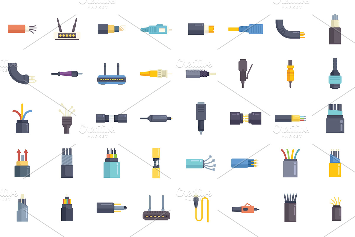 Set of electrical connectors and, a Technology Illustration by Ylivdesign