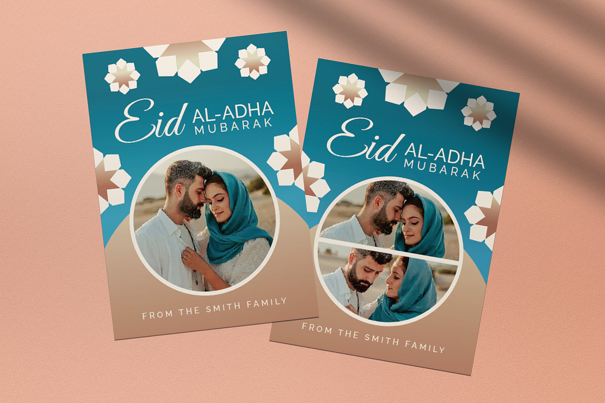 Blue Eid Al-Adha Greeting Card, a Card Template by graphicook (Photo 3 of 4)