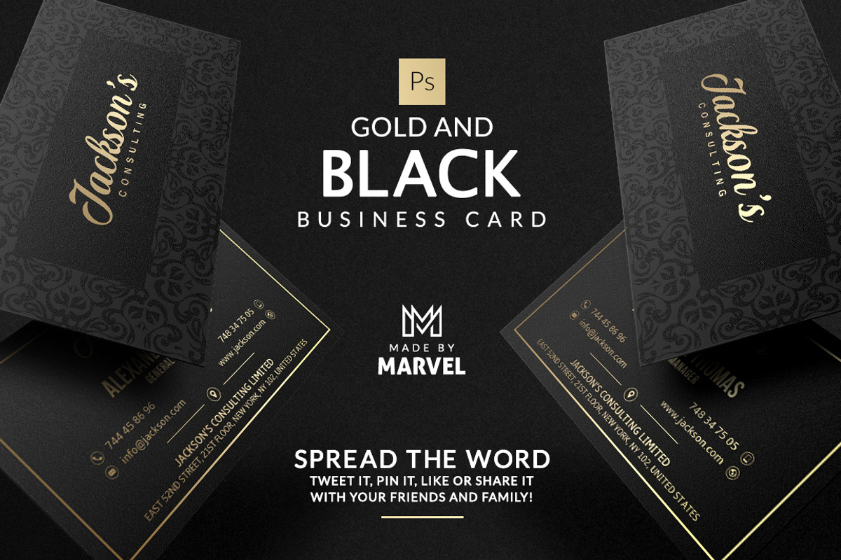 Gold And Black Business Card, a Business Card Template by Marvel (Photo 1 of 5)