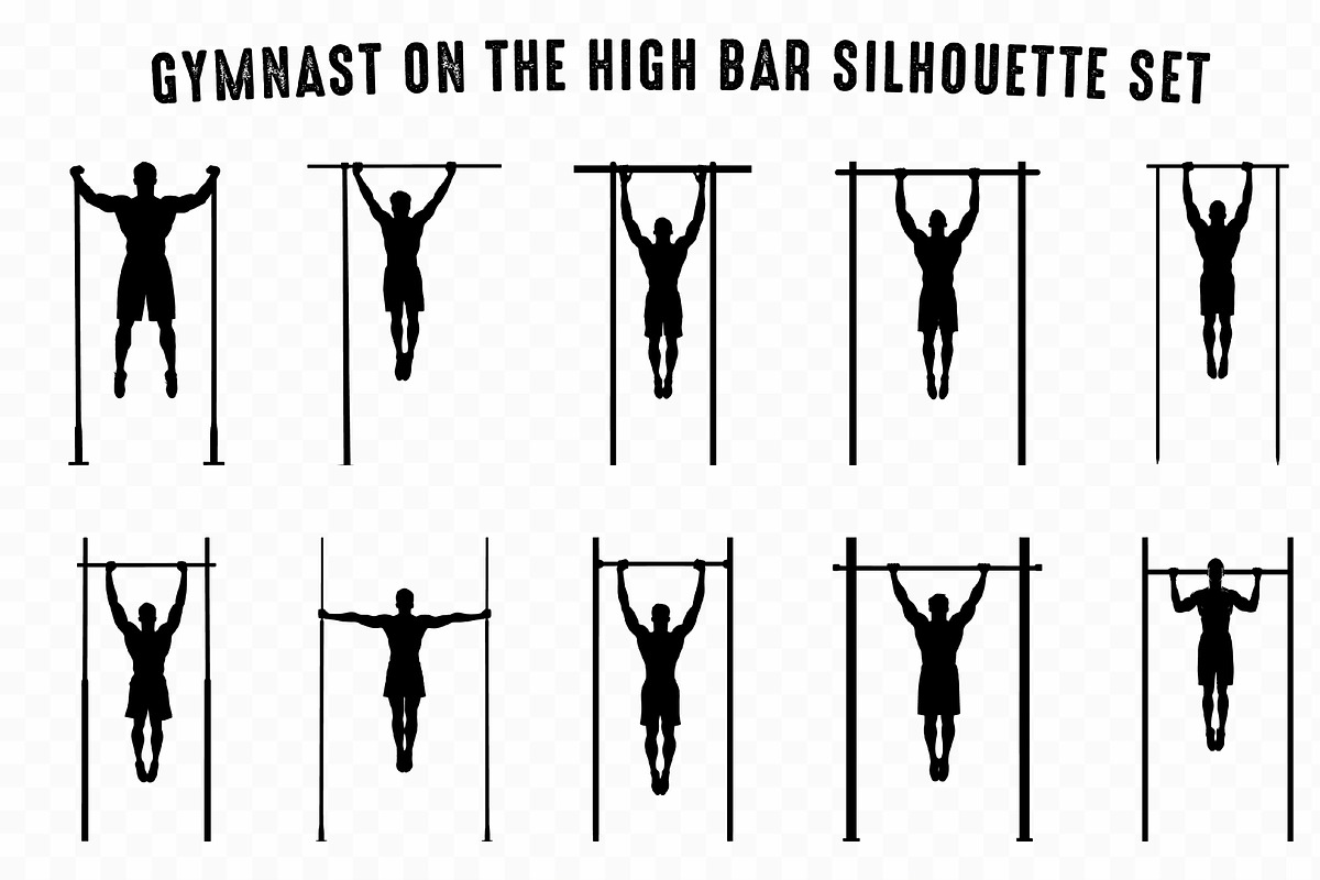 Gymnastic on High Bar Silhouette Set, a Person Illustration by Gfx Expert Team (Photo 3 of 3)