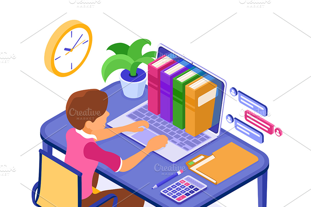 Online distance education from home, an Education Illustration by TAlex (Photo 6 of 6)